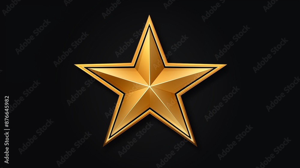 Golden Five-Pointed Star Emblem with Shiny Metallic Finish Golden Five-Pointed Star Emblem with Shiny Metallic Finish