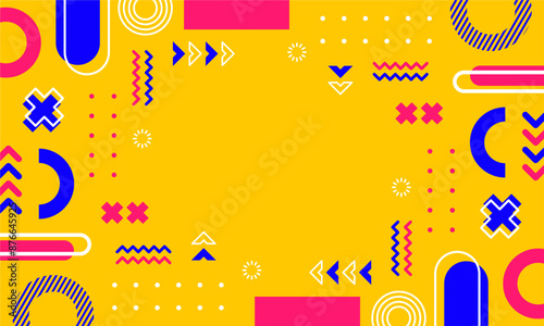 Modern abstract background with memphis elements in yellow and retro themed posters  banners and website landing pages.