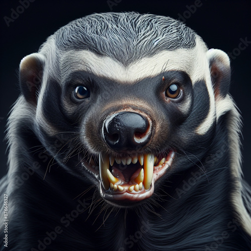 The honey badger, also known as the ratel, is one of the most fearless animals in the world! They can even fight off lions and deadly snakes photo