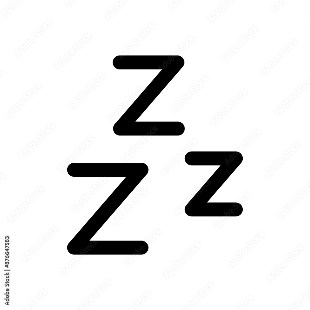 Snooze icon in black, outline style and transparent background Snooze icon in black, outline style and transparent background