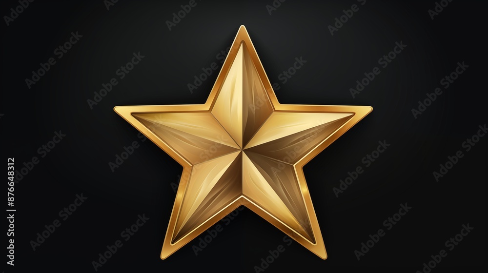 Obraz premium A highly detailed and shiny golden five-pointed star decoration