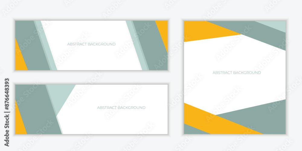 Naklejka premium Abstract green and yellow triangle overlapping layers geometric shapes background a combination set collection