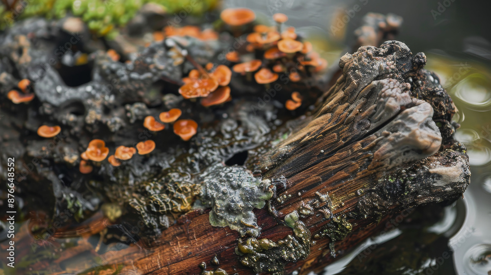 A close-up view of a smaller ecosystem within the larger one, such as a microhabitat in a rotting log or a tide pool, highlighting the complexity and interconnectedness of life. A close-up view of a smaller ecosystem within the larger one, such as a microhabitat in a rotting log or a tide pool, highlighting the complexity and interconnectedness of life.