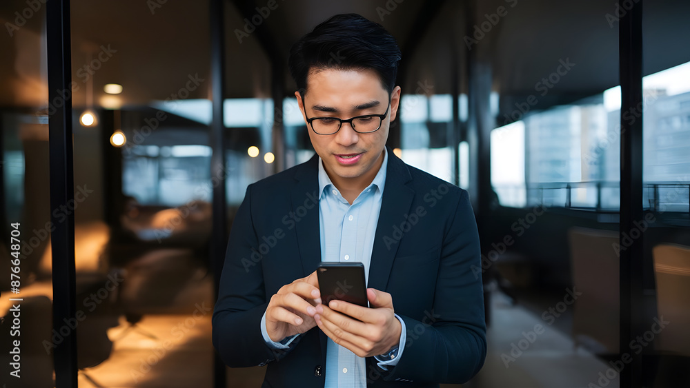 Fototapeta premium Portrait of smiling Business man using digital tablet at cafe