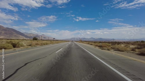 395 Scenic Byway North 3 Ridgecrest to Owens Lake 06 Front View MultiCam Driving Plate Sierra Nevada Mts California photo