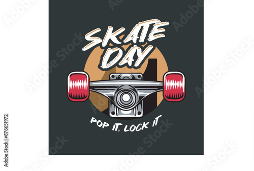 Vector Illustration of Skateboard Wheel with Vintage Illustration Available for Tshirt Design