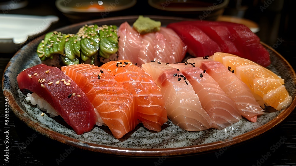 Assortment of Sushi Nigiri on a Plate Assortment of Sushi Nigiri on a Plate
