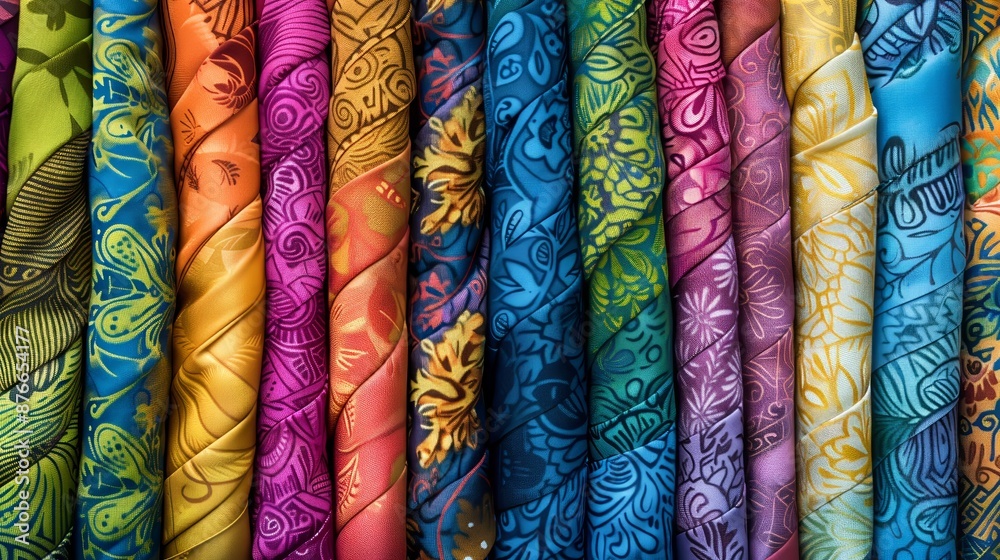 Batik scarves, vibrant and colorful, showcase intricate patterns and rich hues, each telling a unique story. Batik scarves, vibrant and colorful, showcase intricate patterns and rich hues, each telling a unique story.