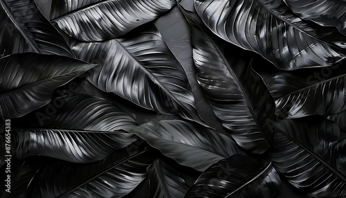 Textures of abstract black leaves for tropical leaf