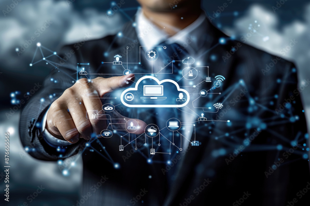 Fototapeta premium Cloud storage and cloud computing concepts