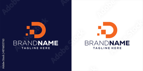 Creative Abstract Letter D Logo Design for Business and Technology Companies, Design Inspiration, Illustration, Vector