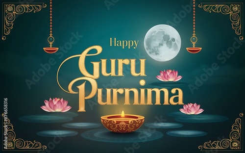 Guru Purnima typography Illustration and Celebration background