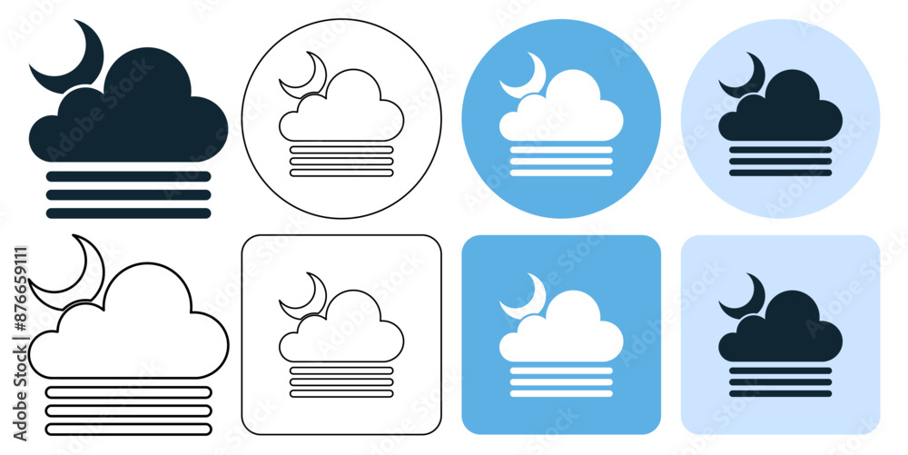 moon night, fog weather, fog , smoke, situation environment, icon symbol stroke line and glyph moon night, fog weather, fog , smoke, situation environment, icon symbol stroke line and glyph