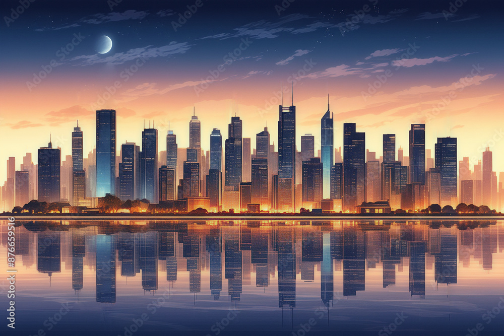 Obraz premium city skyline at night