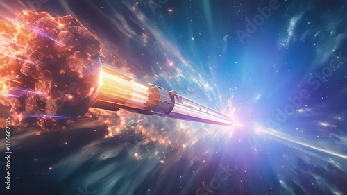 A thrill ride on a 6Gpowered rocket ship soaring through the vastness of space and experiencing the sensation of interstellar travel like never before. photo