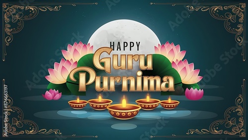 Guru Purnima typography Illustration and Celebration background photo