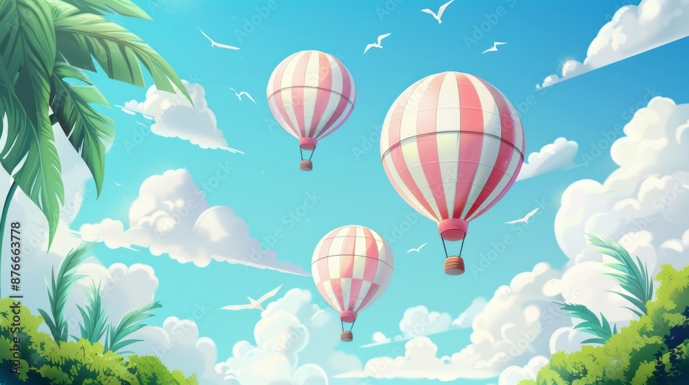Obraz premium Summer banner with air balloons stock illustration