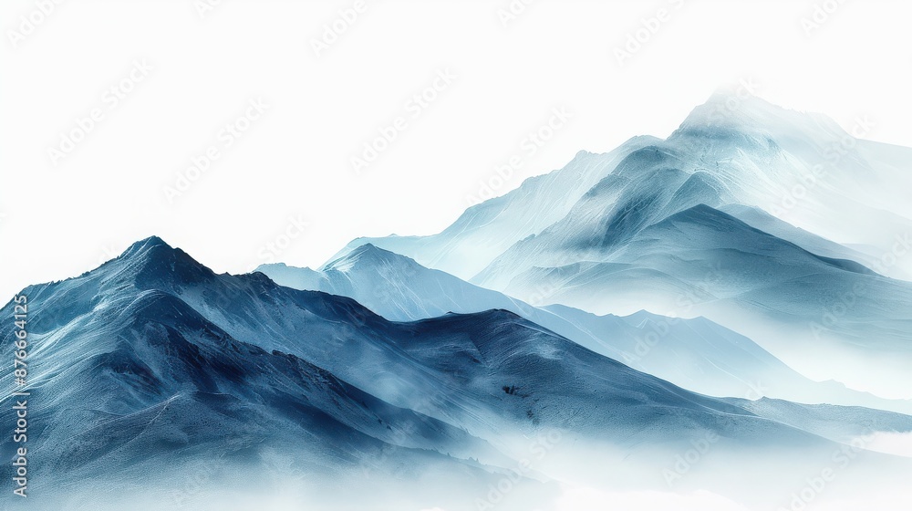 Serene watercolor blue mountains, blending into misty background, create tranquil calming nature scene. Serene watercolor blue mountains, blending into misty background, create tranquil calming nature scene.