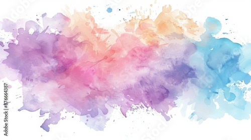 Vibrant watercolor splashes in pastel tones blend seamlessly for a creative and colorful abstract background, perfect for various design projects. © Jeannaa