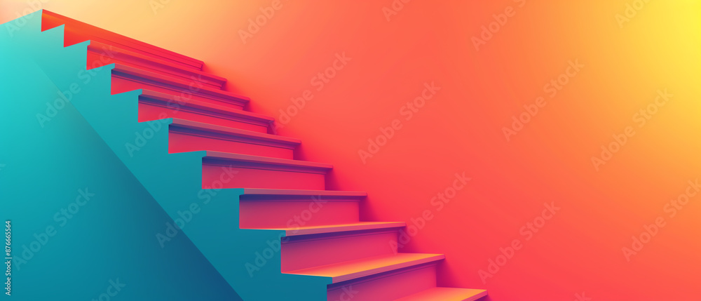 Achievement ladder in career, flat design, vibrant top view Achievement ladder in career, flat design, vibrant top view