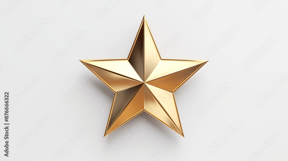 Fototapeta premium 3D Golden Five-Pointed Star Emblem Shining Brightly