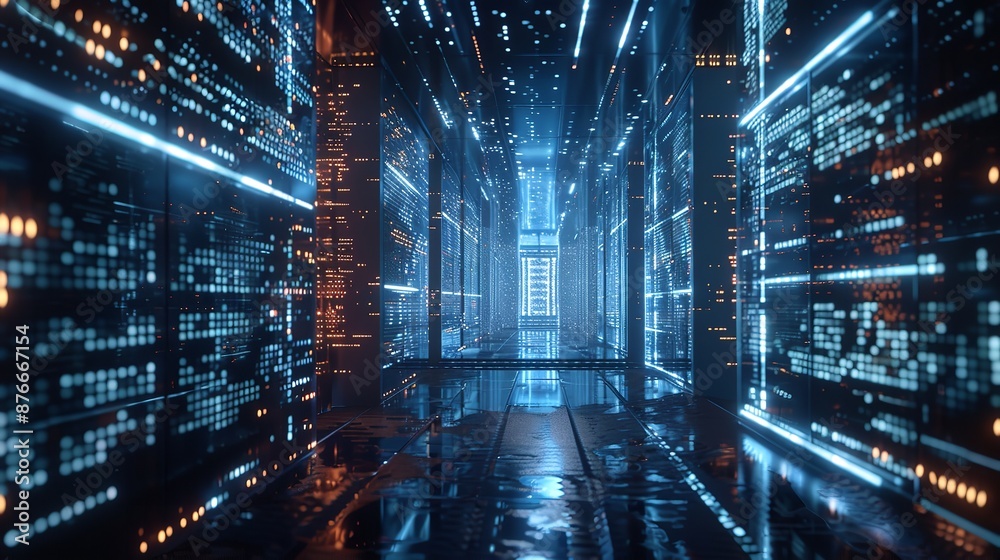 Fototapeta premium visual representation of firewalls and intrusion detection systems safeguarding a network against cyber threats and unauthorized access