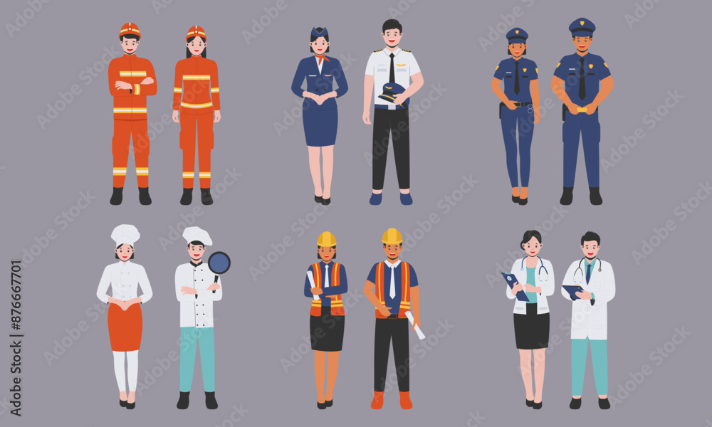 couple uniform Illustration vector of various careers and professions couple uniform Illustration vector of various careers and professions