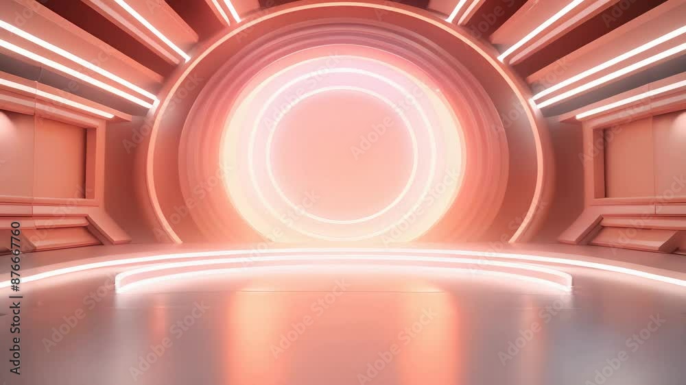 podium Futuristic showcase with platform for product displaying. Empty modern stage display. Seamless looping motion design. Video animation Ultra HD 4K 3840x2160