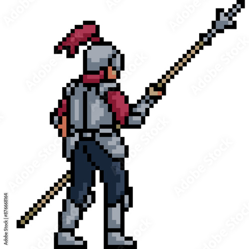 pixel art of man knight spear