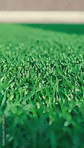 Closeup of green artificial grass, Slider shot