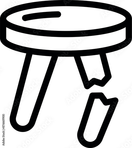 Stool is missing a leg and represents a dangerous situation in a home or business