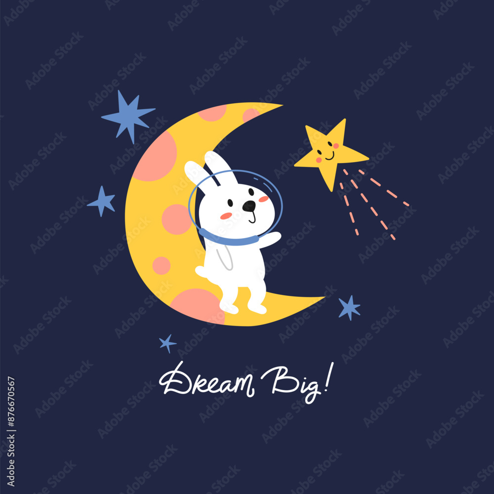 Rabbit on the moon illustration Rabbit on the moon illustration