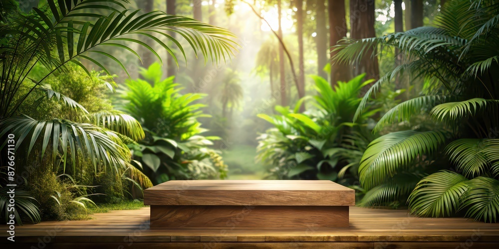 Wooden podium stand in jungle setting, wood, podium, stand, jungle, background, nature, outdoors, rustic, green Wooden podium stand in jungle setting, wood, podium, stand, jungle, background, nature, outdoors, rustic, green
