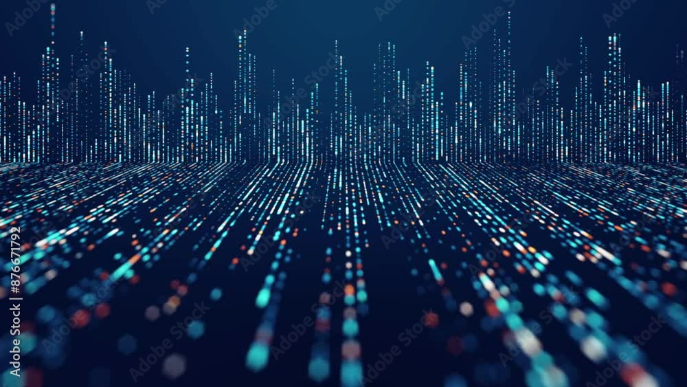 Big data technology background. Motion of digital data flow. Transferring of big data. Artificial Intelligence Quantum Computer,  big data,  block chain, data flow, analysis