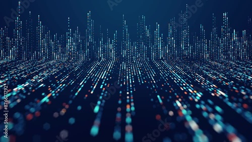 Big data technology background. Motion of digital data flow. Transferring of big data. Artificial Intelligence Quantum Computer,  big data,  block chain, data flow, analysis