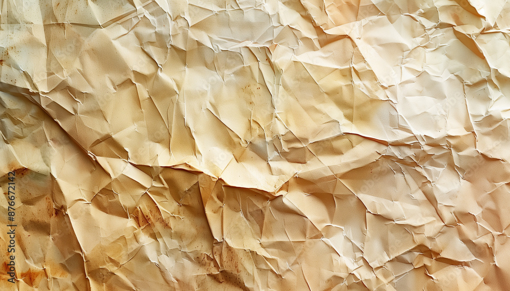Crumpled paper texture with beige and brown tones Crumpled paper texture with beige and brown tones