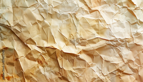 Crumpled paper texture with beige and brown tones