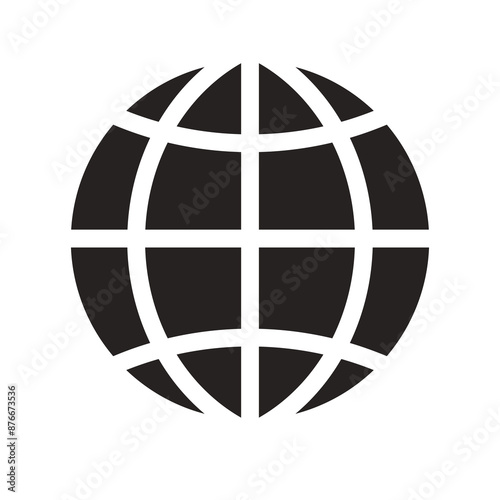 Fototapeta Naklejka Na Ścianę i Meble -  globe earth map element icon flat black
