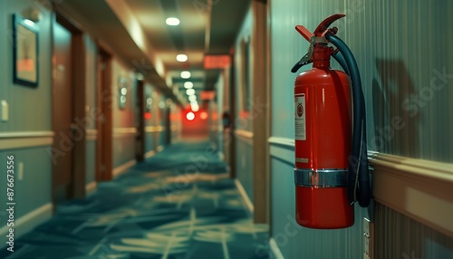 Wallpaper Mural Fire extinguisher and fire hose reel in hotel corridor Torontodigital.ca
