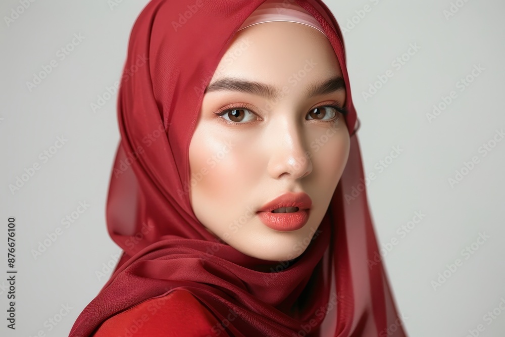 Portrait of a Woman in a Red Hijab Portrait of a Woman in a Red Hijab