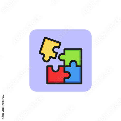 Puzzle pieces line icon. Teamwork, solution, strategy. Cooperation concept. Vector illustration can be used for topics like business, psychology, leisure