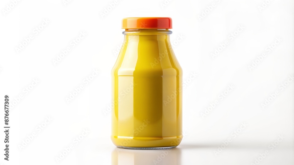 Small Glass Bottle Of Yellow Liquid With An Orange Cap Small Glass Bottle Of Yellow Liquid With An Orange Cap