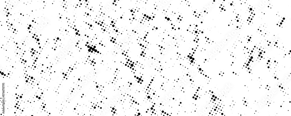 Obraz premium Halftone grit noise texture. Grunge halftone rugged background. Black and white dotted sand noise wallpaper. Retro comic pixelated backdrop. Dirty grainy spots and stains textured overlay. Vector