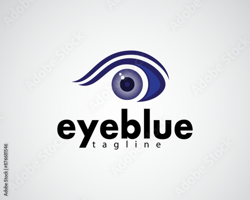 creative eye ball and eyebrows abstract blue logo for eye medical ,optic and others