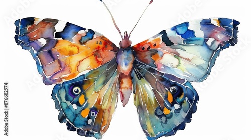 artistic watercolor butterfly on white background