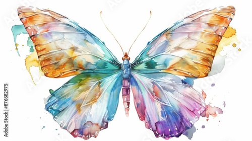 artistic watercolor butterfly on white background