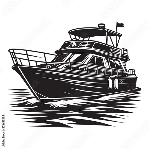 Boat silhouette vector illustration isolated on a white background