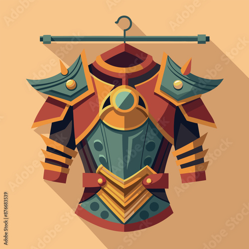 armour from the Middle Ages Vector illustration of a set of medieval armour for combat 
