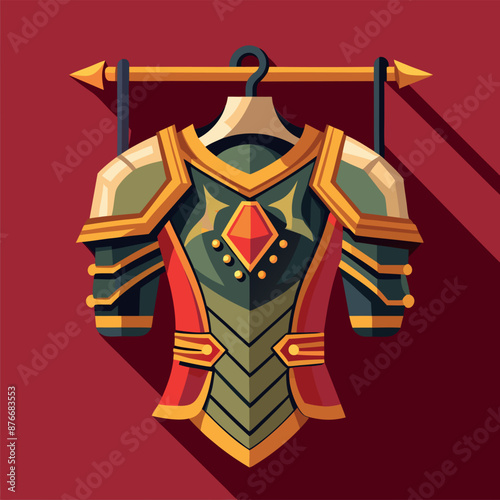 armour from the Middle Ages Vector illustration of a set of medieval armour for combat 
