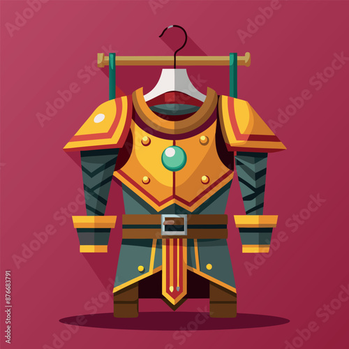 armour from the Middle Ages Vector illustration of a set of medieval armour for combat 
